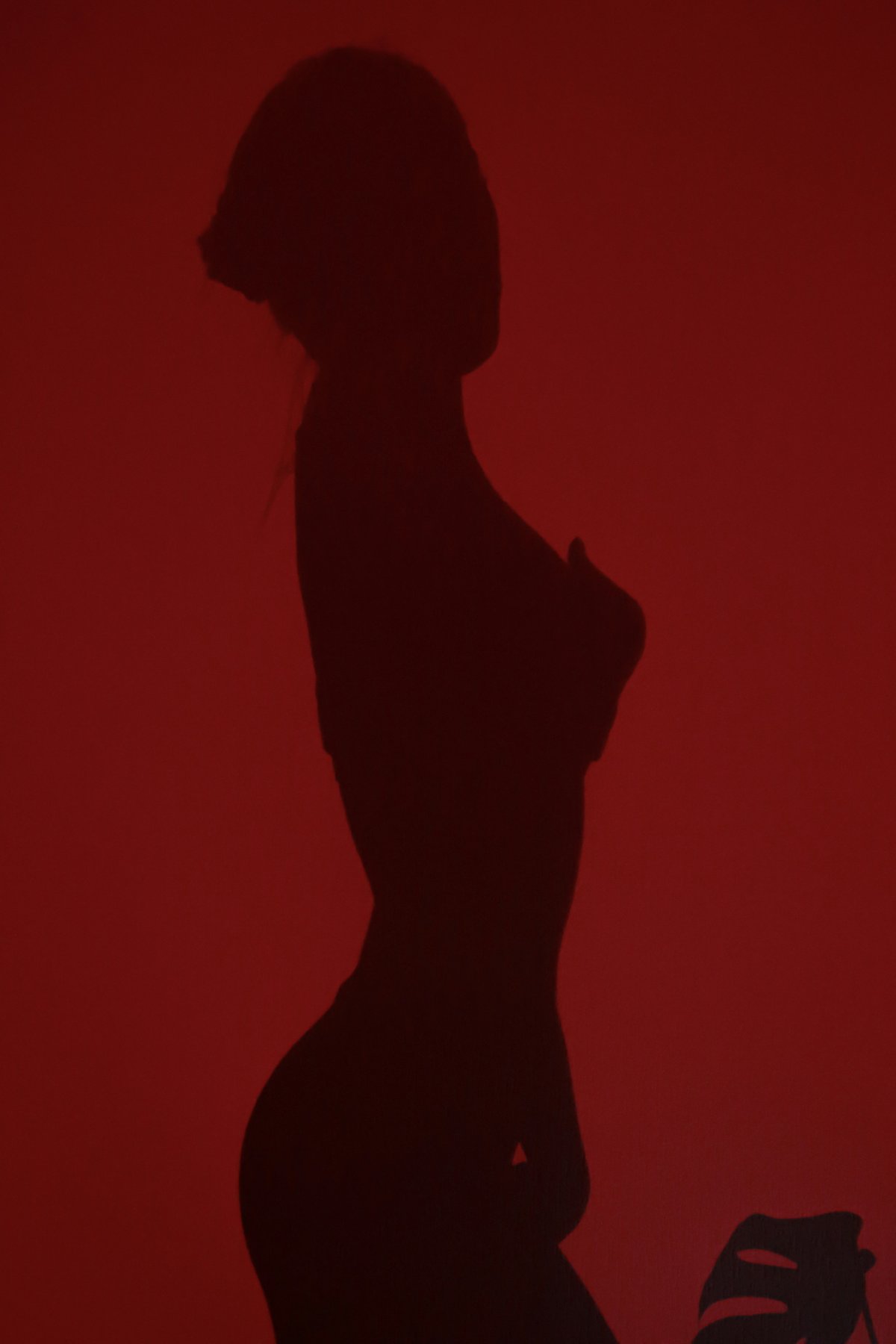 Silueta de una figura sobre fondo rojo intenso